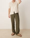 [ASOS DESIGN] ASOS DESIGN baggy pants with drawstring in khaki-Green XS KHAKI