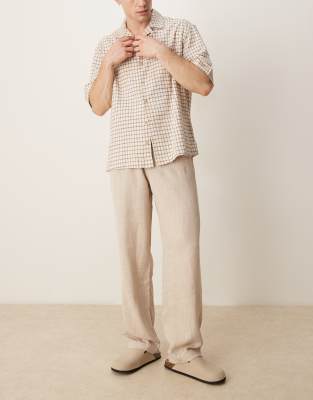 Asos Design Baggy Pants With Drawstring In Neutral