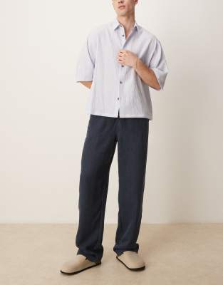 Asos Design Baggy Pants With Drawstring In Navy