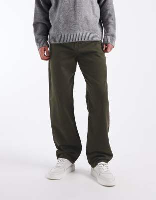 Asos Design Baggy Pants With Pleats In Gray
