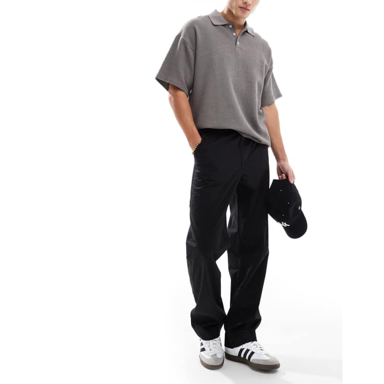 ASOS DESIGN baggy pants with workwear patch in black | ASOS