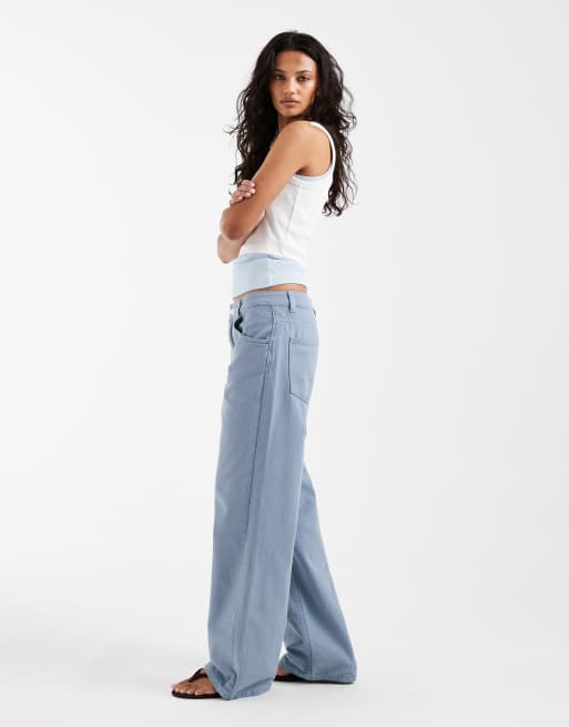 ASOS DESIGN - Baggy petroleumsblå jeans med lav talje, 3 af 5