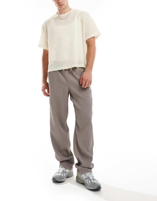 ASOS DESIGN baggy plisse pants with drawstring waist