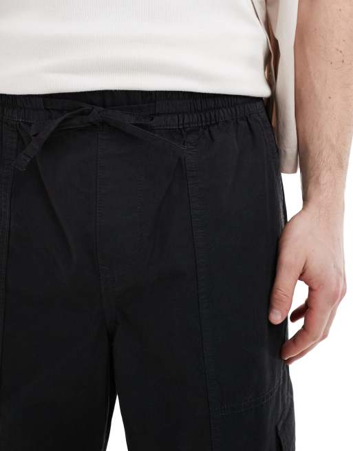 ASOS DESIGN wide leg cargo pants in black