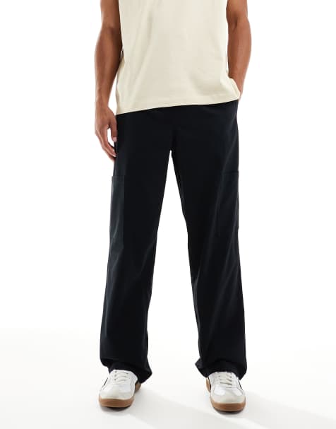 ASOS DESIGN baggy pull on cargo pants in black - view 1