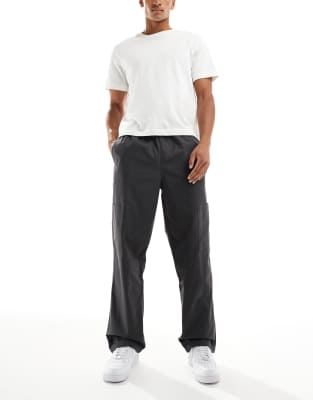Asos Design Baggy Pull On Cargo Pants In Gray