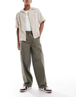 Asos Design Baggy Pull On Cargo Pants In Green