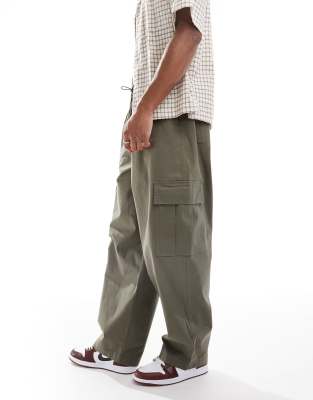 Asos Design Baggy Pull On Cargo Pants In Green