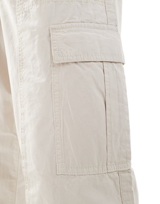 ASOS DESIGN baggy pull on cargo pants in stone, 3 of 5