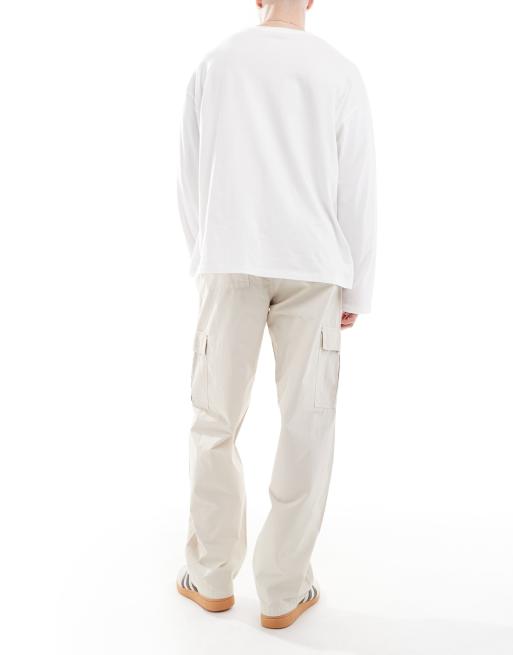 ASOS DESIGN baggy pull on cargo pants in stone, 4 of 5