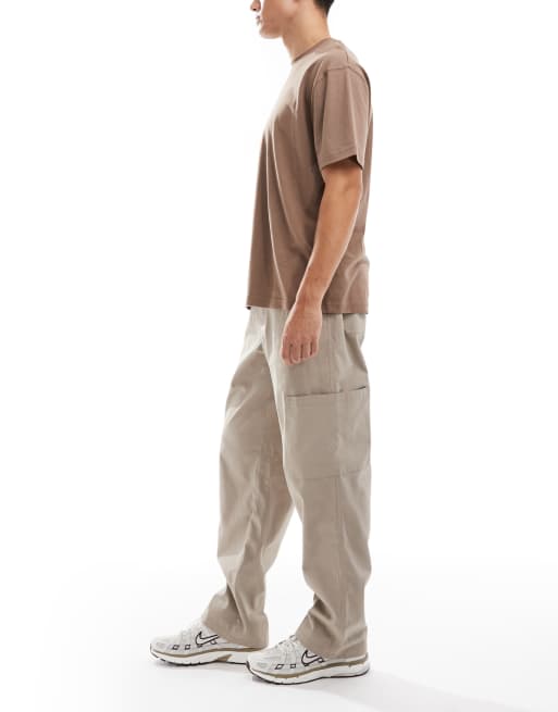 ASOS DESIGN baggy pull on cargo trousers in beige, 3 of 5