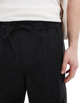 ASOS DESIGN wide leg cargo pants in black