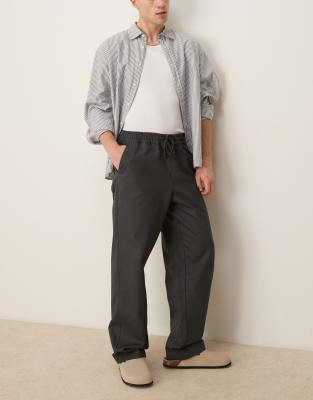 Asos Design Baggy Pull On Pants In Gray