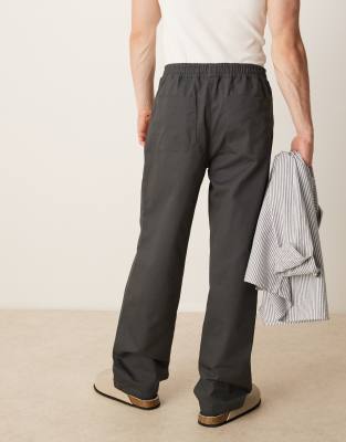 Asos Design Baggy Pull On Pants In Gray