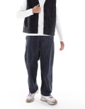 [ASOS DESIGN] ASOS DESIGN baggy pull on pants in navy check-Blue S NAVY