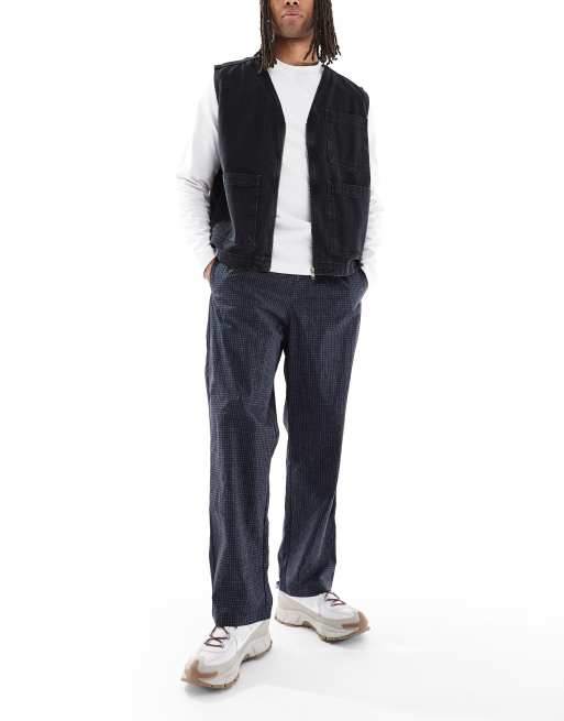 ASOS DESIGN baggy pull on pants in navy plaid, 2 of 5