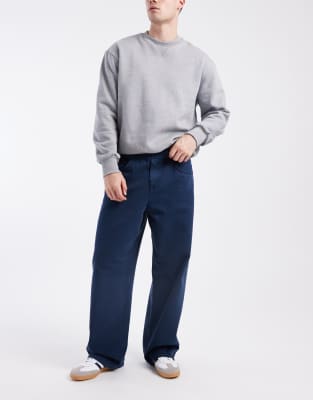 Asos Design Baggy Pull-on Pants In Blue