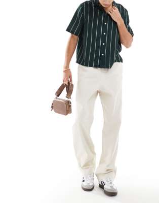 baggy pull on pants with back pocket patch in ecru-Neutral