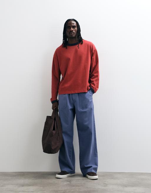 ASOS DESIGN baggy pull on trousers in blue with fatigue styling and pocket detailing, 2 of 5