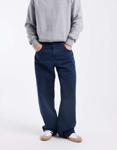 ASOS DESIGN baggy pull on trousers in navy - view 1