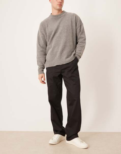 ASOS DESIGN baggy satin trousers with pleats in black