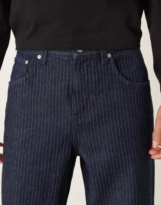 ASOS DESIGN baggy striped jeans in indigo, 4 of 5