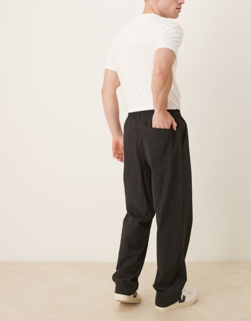 ASOS DESIGN baggy striped trouser in black, 3 of 5