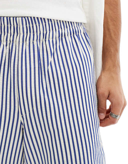ASOS DESIGN baggy striped trousers in blue ASOS
