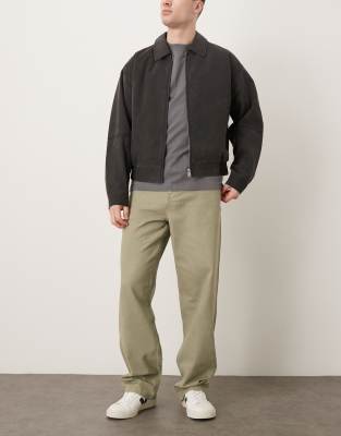 Asos Design Baggy Sulfur Dyed Pants In Green