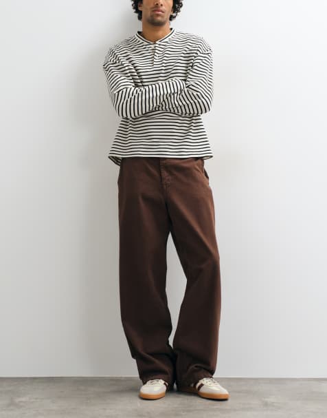 ASOS DESIGN baggy trouser in brown twill
