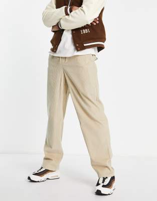 ASOS DESIGN baggy trousers in beige cord