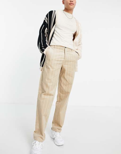 ASOS DESIGN baggy trousers in beige cord