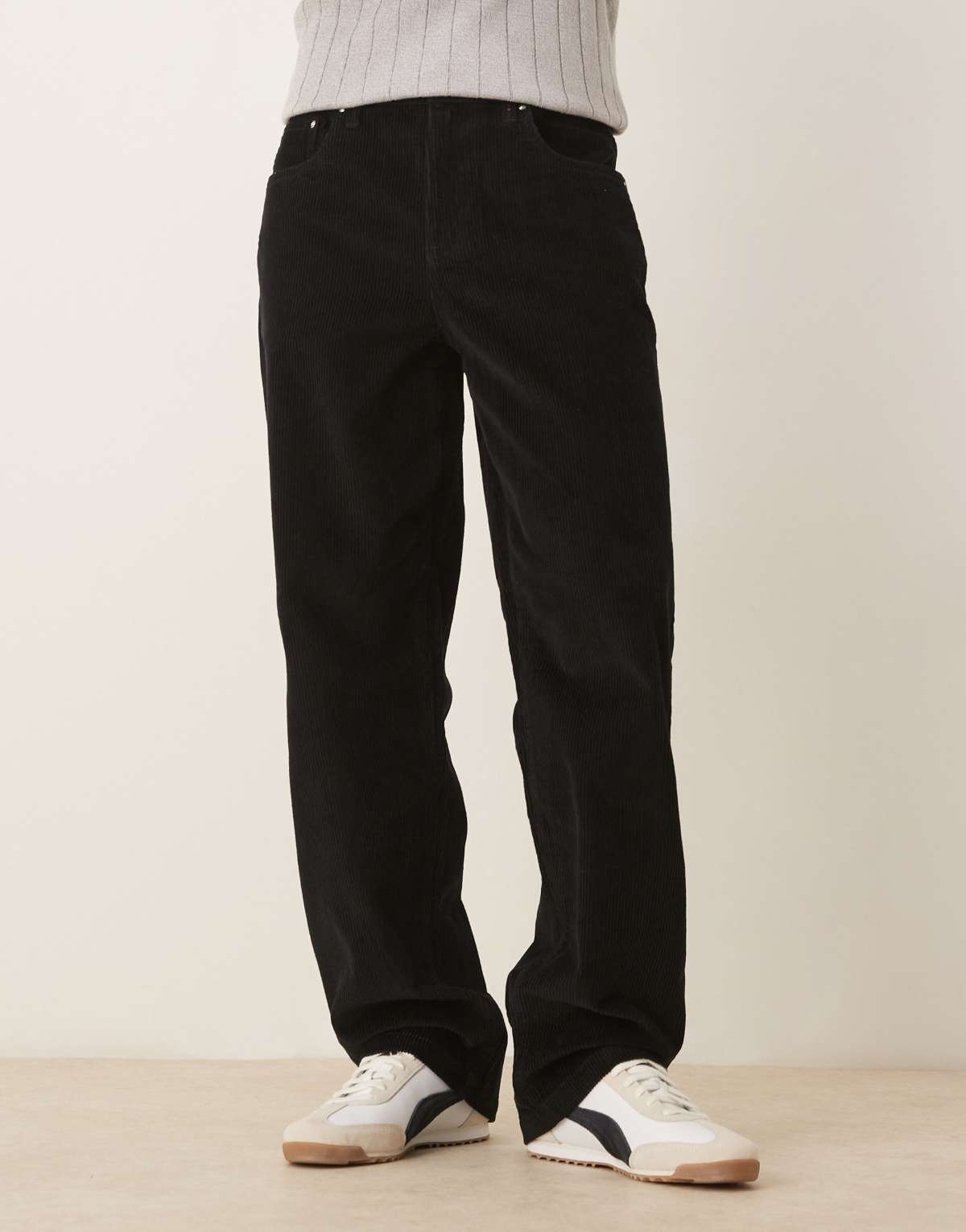 ASOS DESIGN baggy trousers in black corduroy