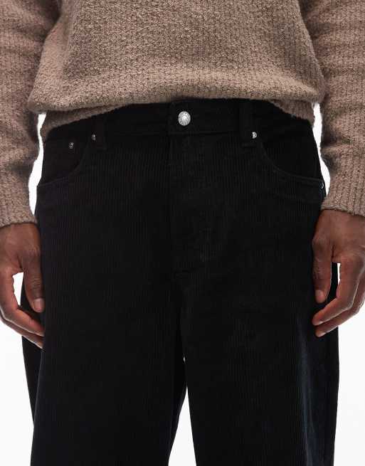 ASOS DESIGN baggy trousers in black corduroy, 4 of 5
