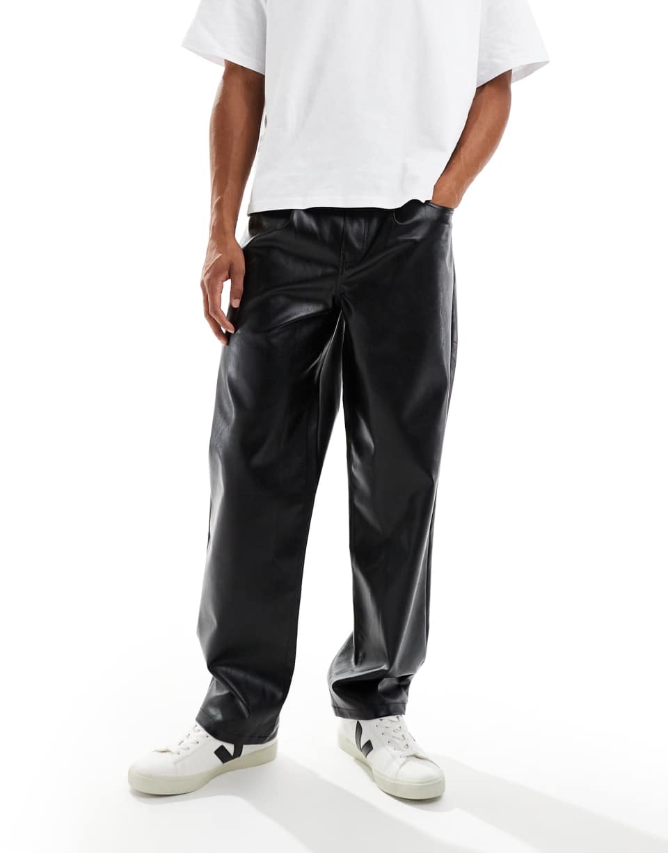Black Faux Leather Trousers