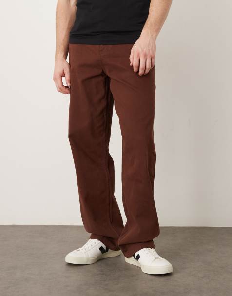 ASOS DESIGN baggy trousers in brown herringbone - view 1