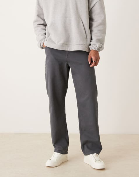 ASOS DESIGN baggy trousers in charcoal with pleats - view 1