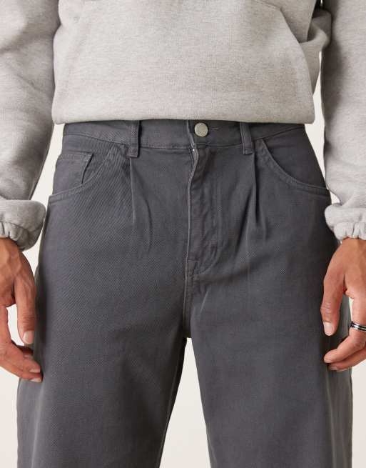 ASOS DESIGN baggy trousers in charcoal with pleats, 4 of 5