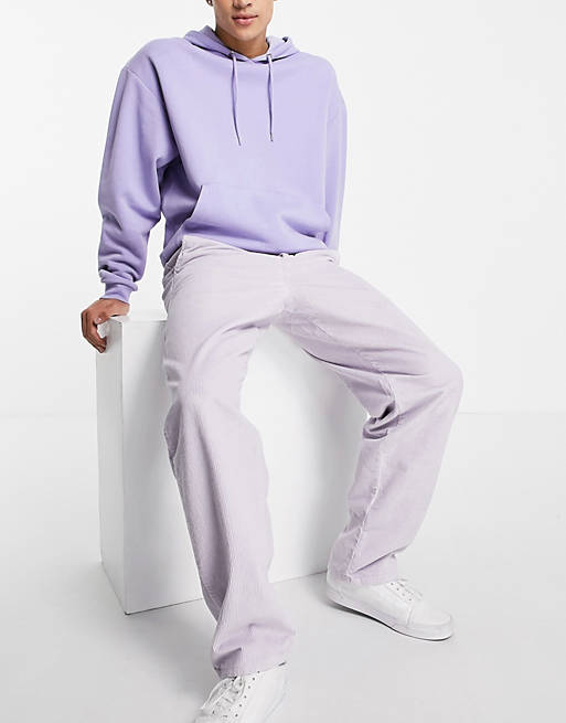 ASOS DESIGN baggy trousers in lilac cord
