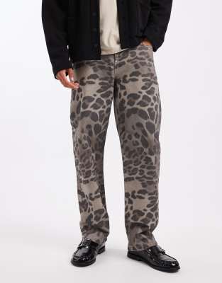 ASOS DESIGN ASOS DESIGN baggy trousers in snow leopard print-Multi