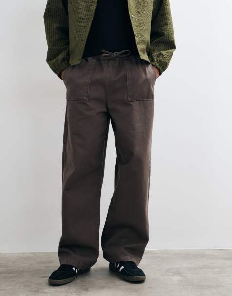 ASOS DESIGN baggy trousers with fatigue pockets in washed grey - view 1
