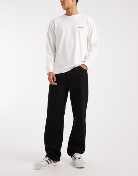 ASOS DESIGN baggy trousers with pleats in black