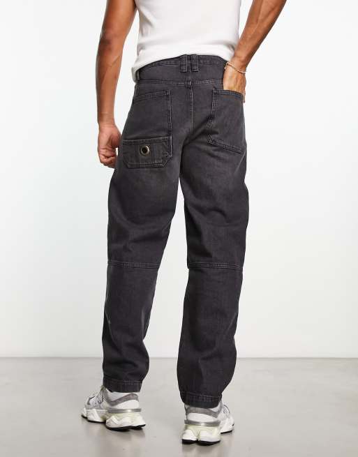 ASOS DESIGN baggy carpenter jeans in washed black