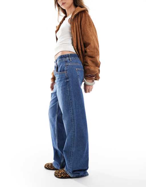 ASOS DESIGN baggy wide leg jeans in dark blue