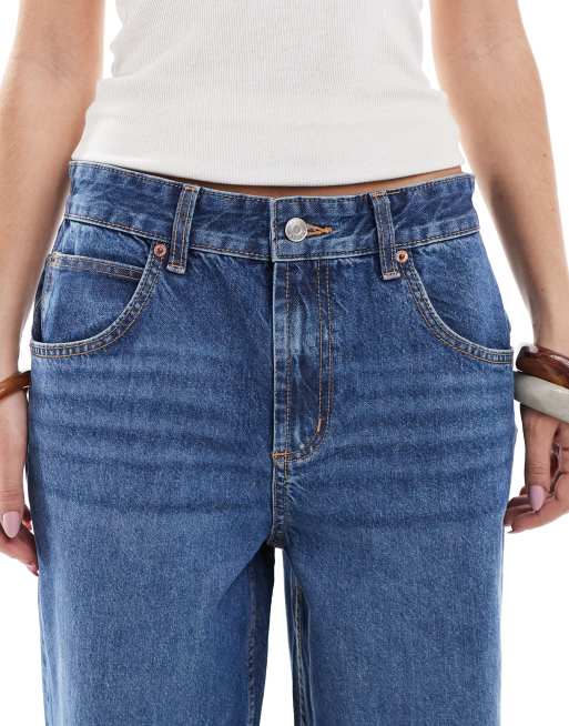 ASOS DESIGN baggy wide leg jeans in dark blue