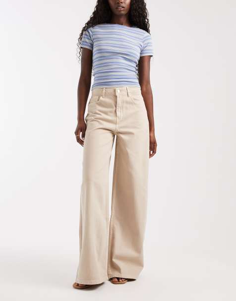 ASOS DESIGN baggy wide leg jean in mocha - view 1