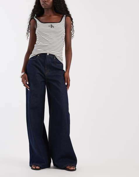 ASOS DESIGN baggy wide leg jean in rinse - view 1