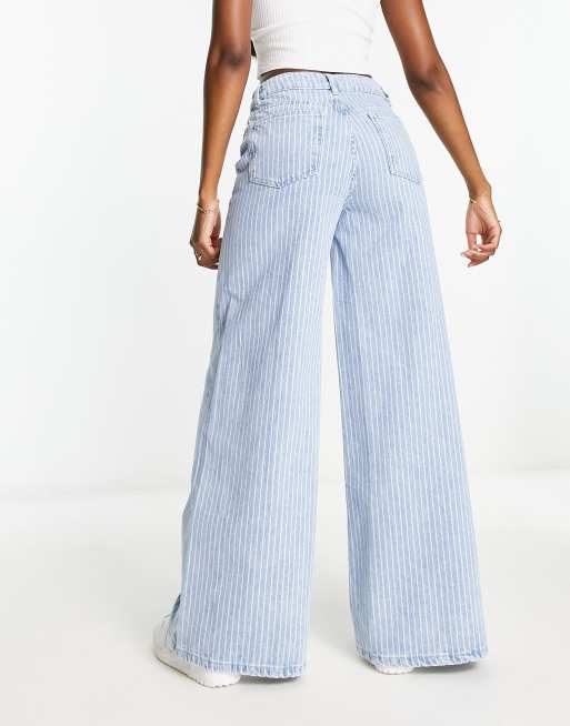 ASOS DESIGN baggy wide leg jeans in blue stripe