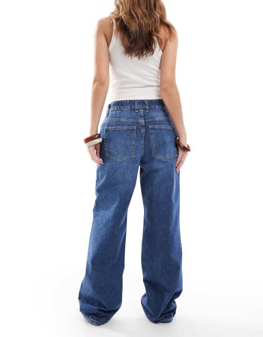 ASOS DESIGN baggy wide leg jeans in dark blue