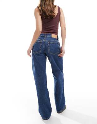 Asos Design Baggy Wide Leg Jeans In Blue